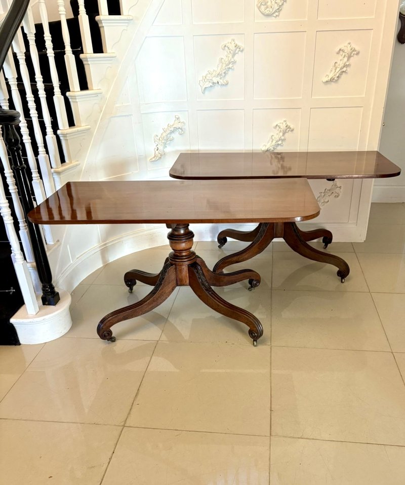 Superb Quality Antique Regency Three-Pillar Mahogany Dining Table